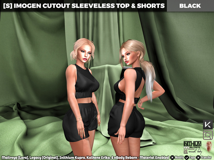 [S] Imogen Cutout Sleeveless Top & Shorts Black