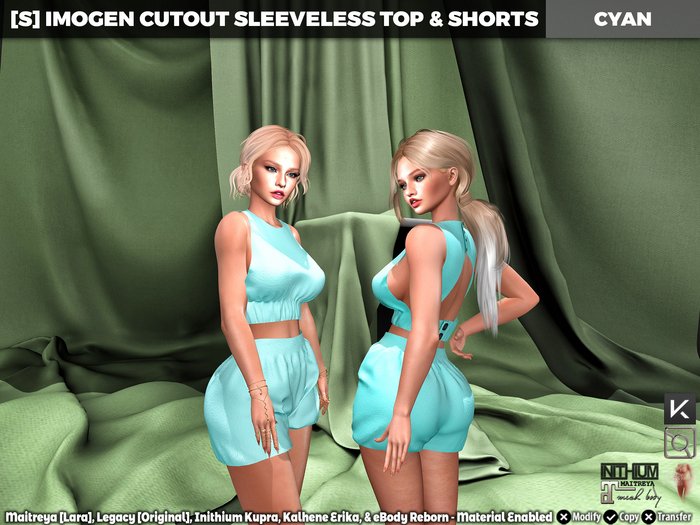 [S] Imogen Cutout Sleeveless Top & Shorts Cyan