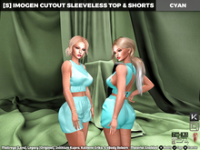 [S] Imogen Cutout Sleeveless Top & Shorts Cyan