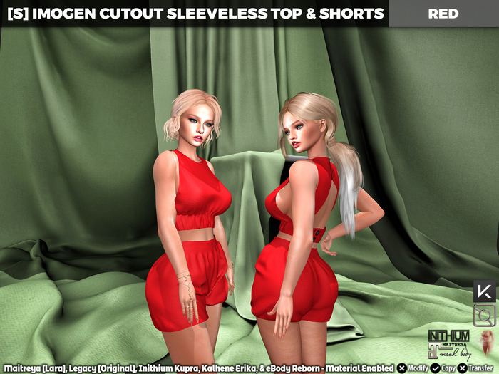 [S] Imogen Cutout Sleeveless Top & Shorts Red