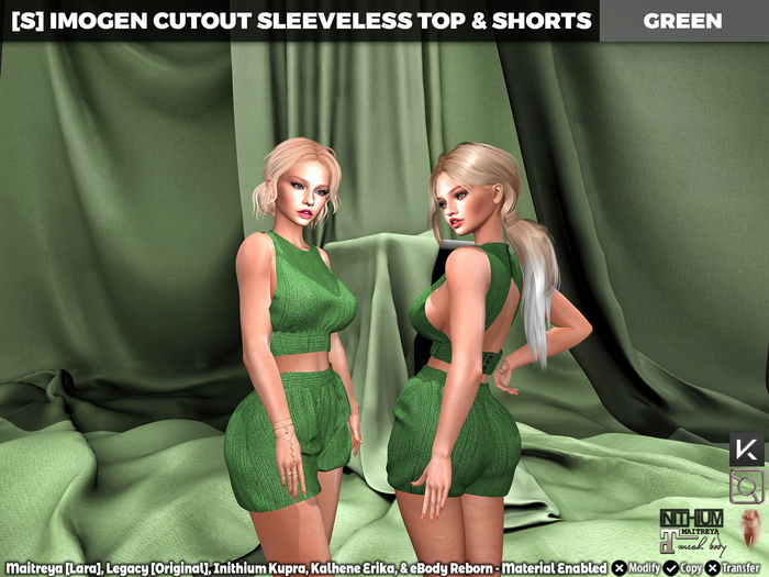 [S] Imogen Cutout Sleeveless Top & Shorts Green