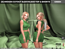 [S] Imogen Cutout Sleeveless Top & Shorts Green