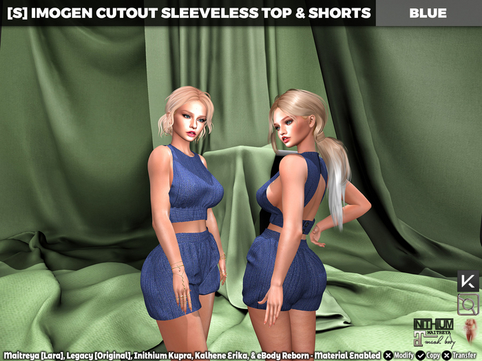 [S] Imogen Cutout Sleeveless Top & Shorts Blue