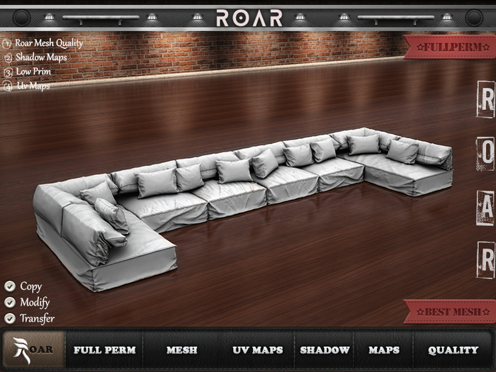 {::ROAR::} Full Perm Sofa End Corner #2150
