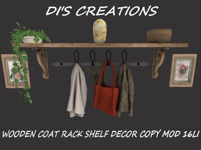 WOODEN COAT RACK SHELF DECOR