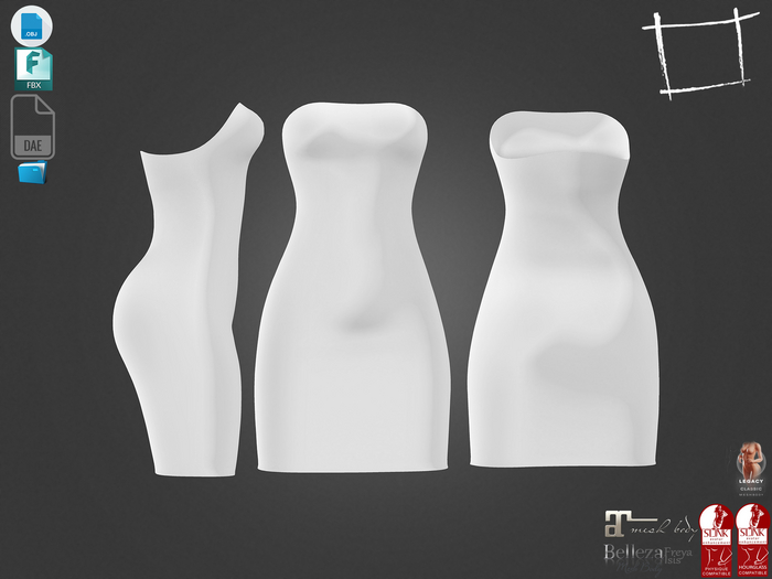 Dae Obj FBX For Strapless Pencil Skirt Dress Maitreya Slink Physique Hourglass Belleza Legacy Reborn