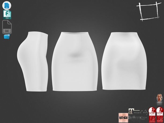 Dae Obj FBX For High Waist Pencil Skirt Maitreya Slink Physique Hourglass Belleza Legacy Reborn Kupra