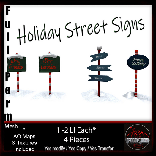 Full Perm Holiday Street Signs