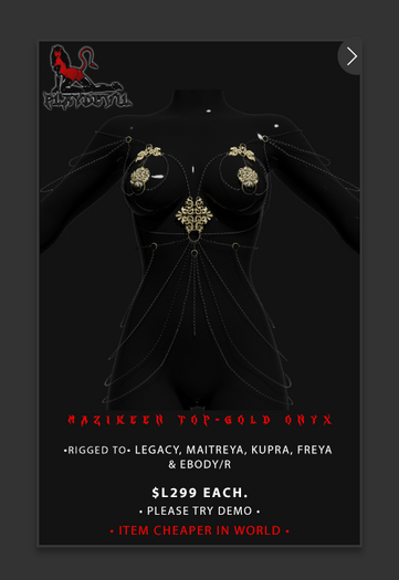 P.D - Mazikeen Top - GOLD/ONYX {ADD ME}