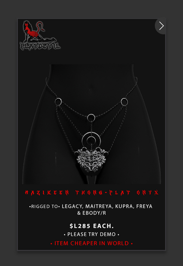 P.D - Mazikeen Thong - PLAT/ONYX {ADD ME}