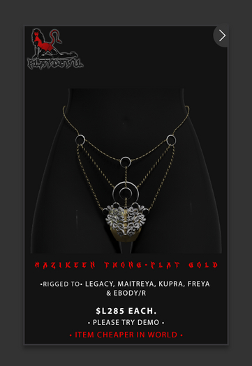P.D - Mazikeen Thong - PLAT/GOLD {ADD ME}