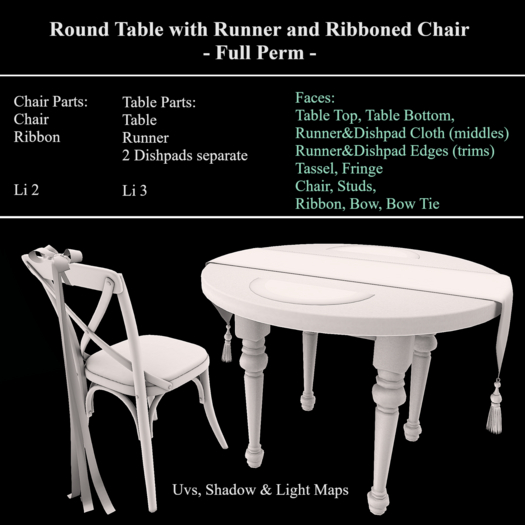 Round Table with Runner and Ribboned Chair - Full Perm.