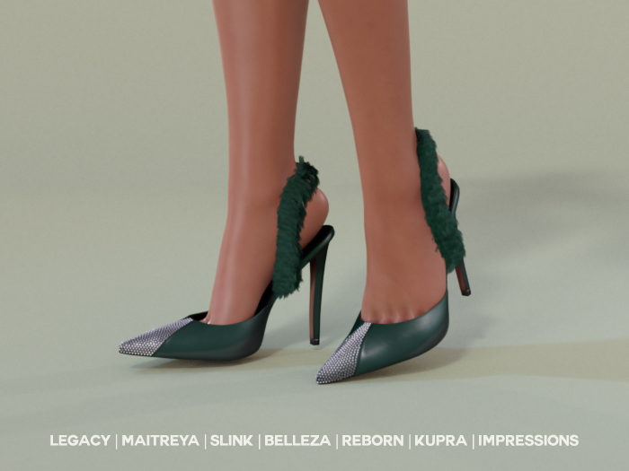 $NT Faux Fur Pumps GREEN