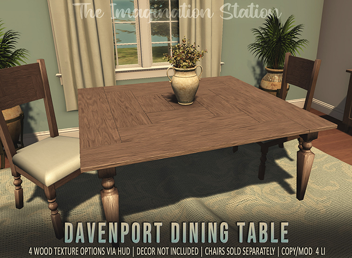 Second Life Marketplace TIS Davenport Dining Table