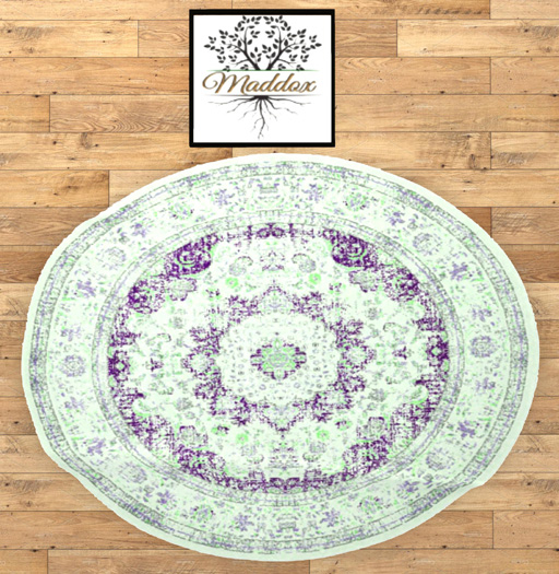 Maddox - Round Rug-Distressed-Green & Purple