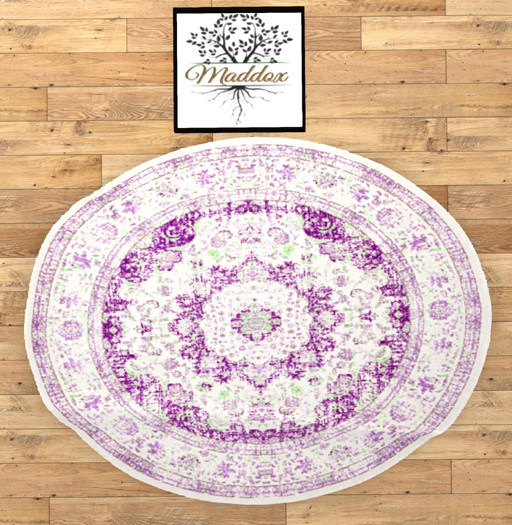 Maddox - Round Rug-Distressed-ivory & purple
