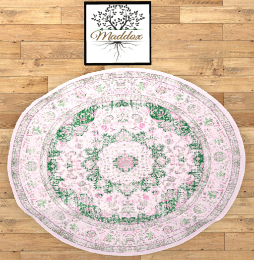 Maddox - Round Rug-Distressed-Pink & Green