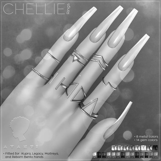 .:Avanti:. Chellie Ring Set DEMO (Maitreya, Legacy, Kupra and Reborn)