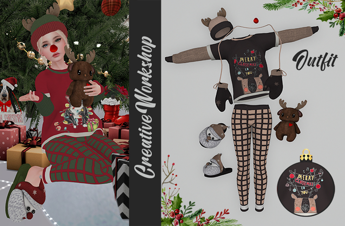 C/W Outfit Christmas Deer Brow Peach Rebirth
