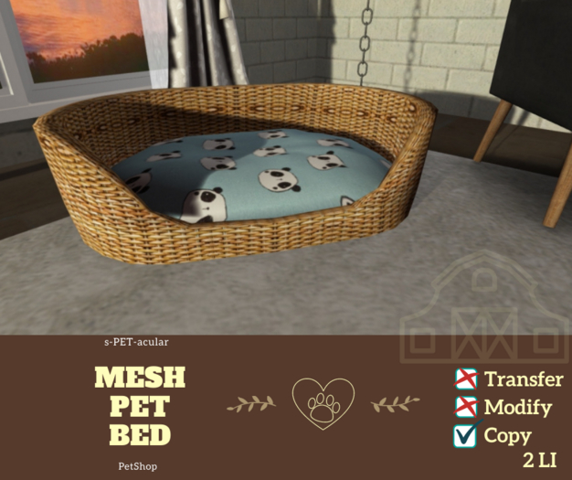 Mesh Pet Basket Blue Panda