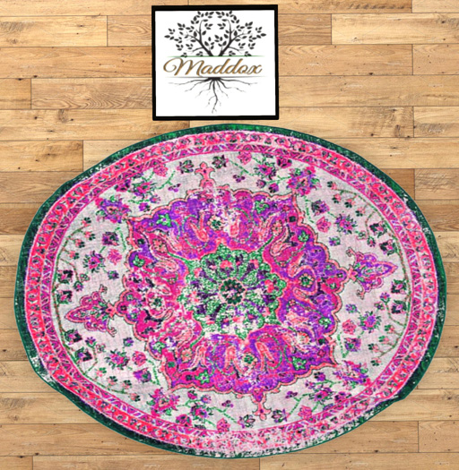 Maddox - Round Rug-Multi-cream&pink