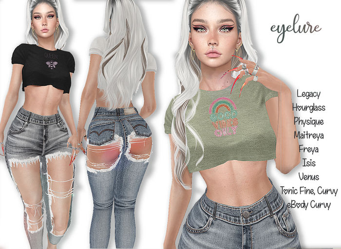 Eyelure Crop Tee - w/Fatpack HUD