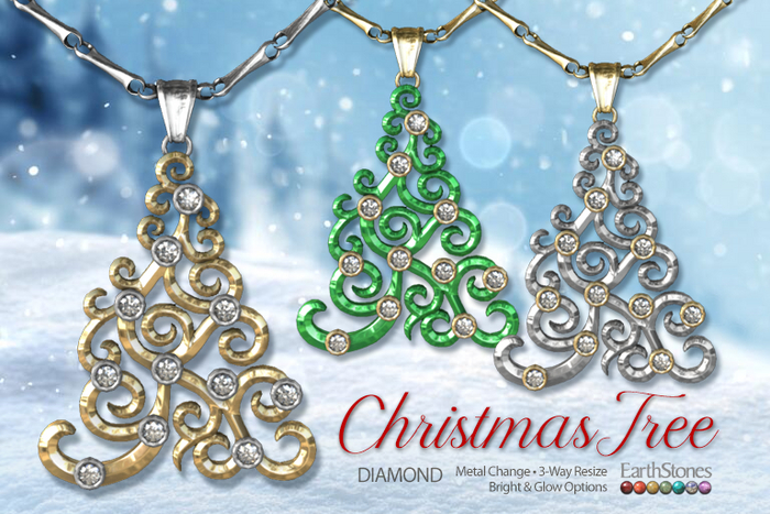 EarthStones Christmas Tree Necklace ~ Diamond