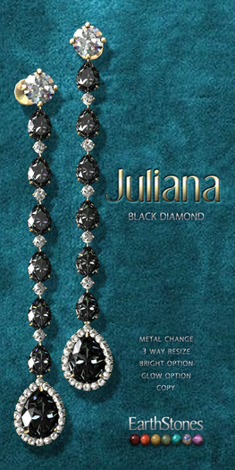 EarthStones Juliana Earrings ~ Black Diamond