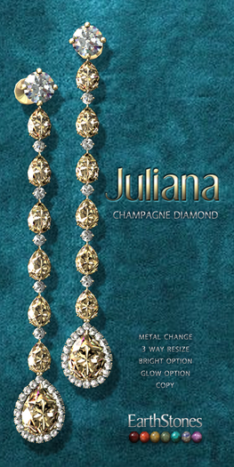EarthStones Juliana Earrings ~ Champagne Diamond