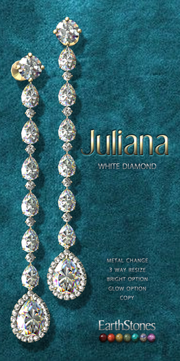 EarthStones Juliana Earrings ~ White Diamond