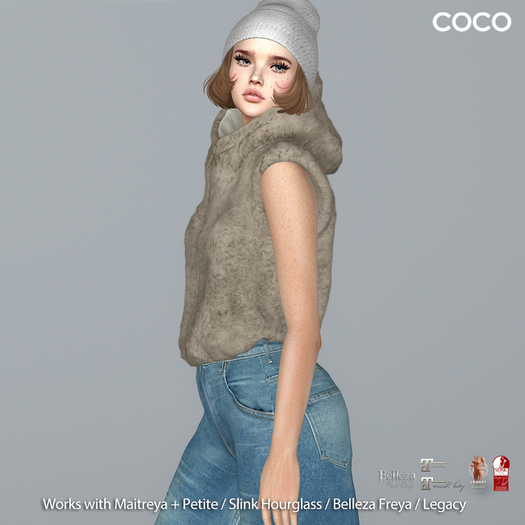 *COCO*_HoodedVest_BeigeGrey