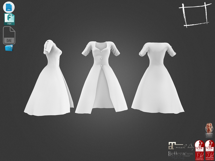 Dae Obj FBX For Female Retro Coat Maitreya Slink Physique Hourglass Belleza Isis Freya Legacy Ebody Reborn