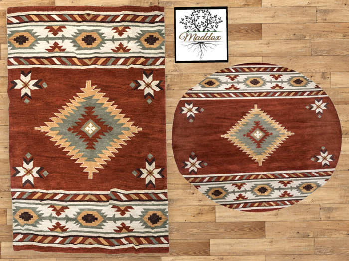 Maddox - Southwestern Rug Set-Red