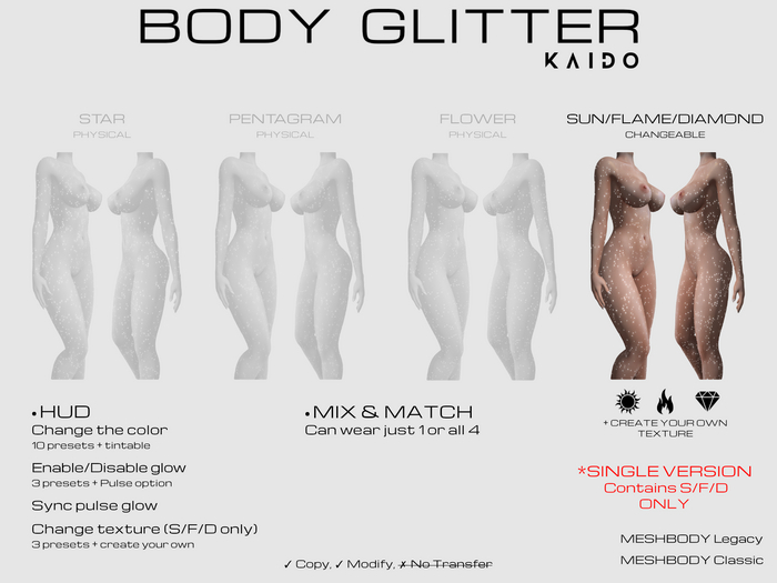 KAIDO - Body Glitter SUN/FLAME/DIAMOND