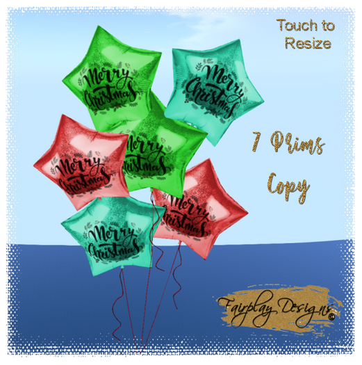 ~R~Merry Christmas~ Festive Foiled Star Balloon Cluster~