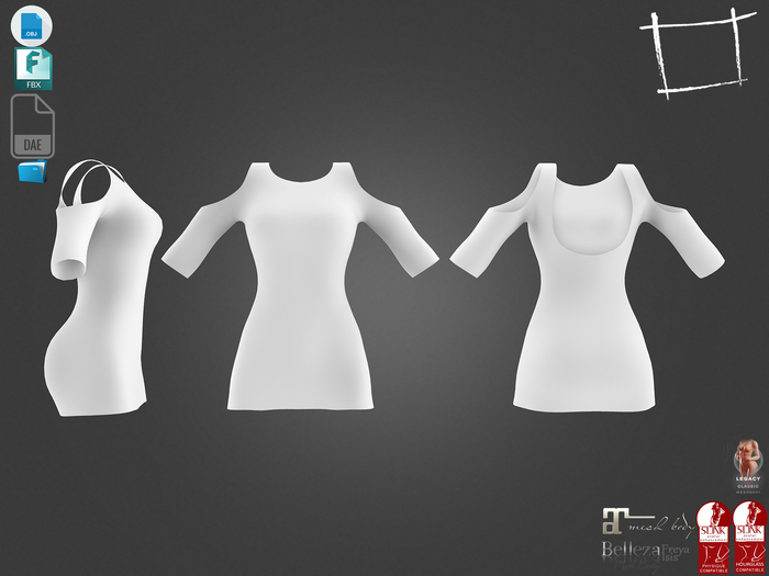 Dae Obj FBX For Shoulders Cutout Mini Dress Maitreya Slink Belleza Isis Freya Legacy Reborn