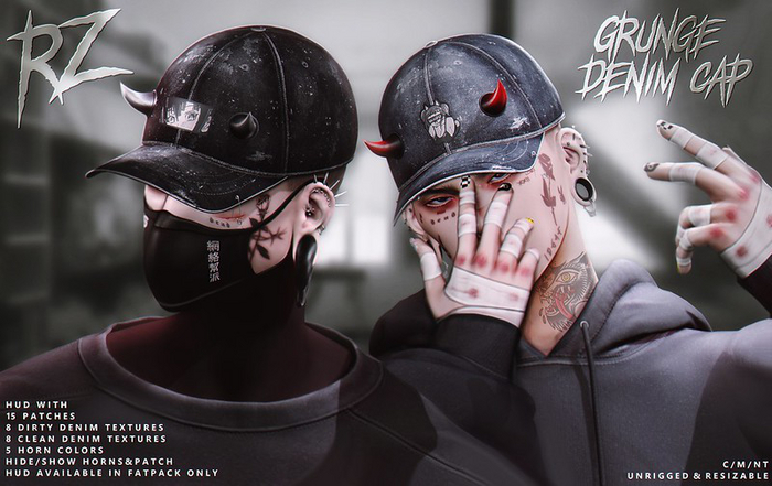 RZ. Grunge Denim Cap (Dark Blue)