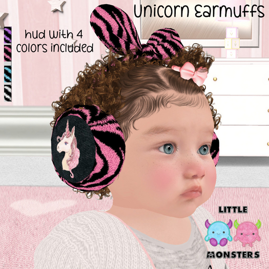 *LM*  Unicorn Earmuffs Set of 4  Boxed Hud