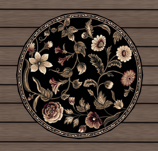 Black Flower Rug (Round)