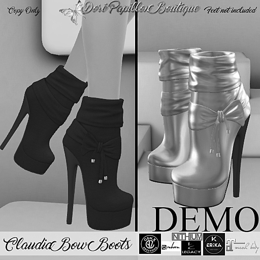 DPB Claudia Bow Boots - DEMO *Maitreya, Legacy, Belleza Genx, Kupra, Reborn & Erika*
