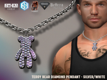 [7/11] Teddy Bear Diamond Pendant Silver White