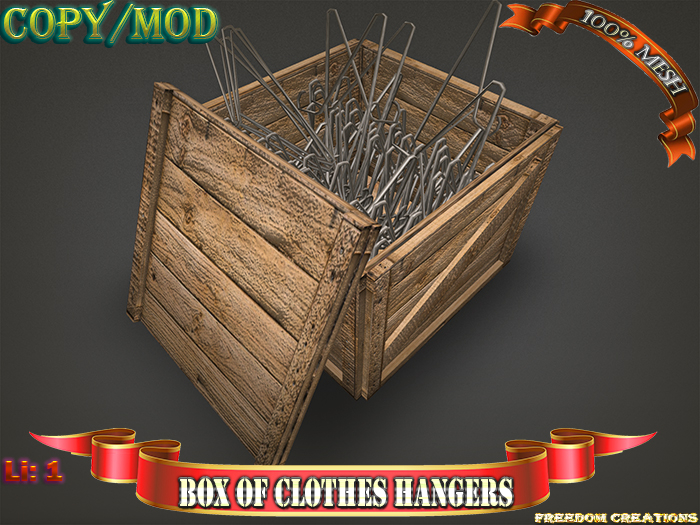 Box of clothes hangers-Freedom creations
