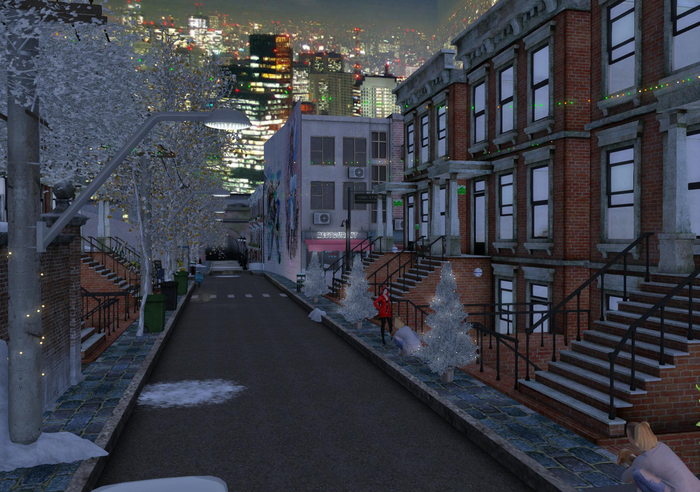 Grunge Street and park -  Urban  Brownstones, Holliday Themed PArk
