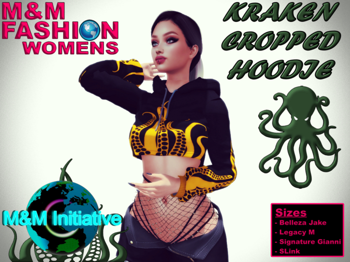 M&M Fashion - Kraken Cropped Hoodie - Orange - Delivery Hud
