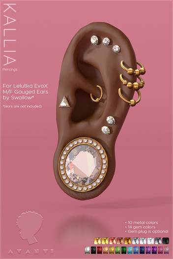 .:Avanti:. Kallia Gauged Piercings | M/F (For Swallow Gauged S Ears)