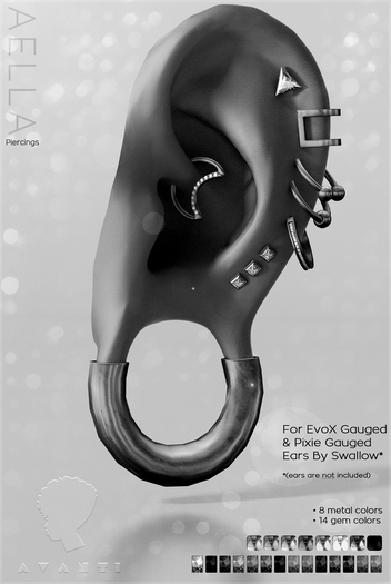 .:Avanti:. Aella EvoX Gauged Piercings DEMO (For Swallow Gauged S / Pixie Gauged Ears) (f)