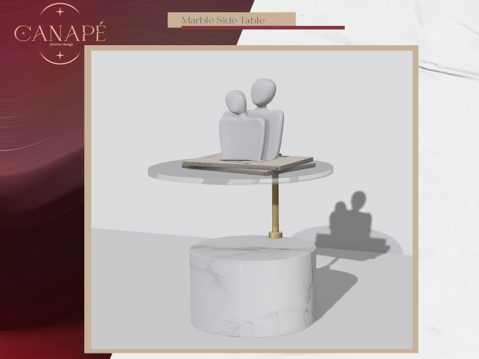 [Canape] Marble Side Table White