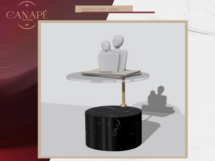 [Canape] Marble Side Table Black