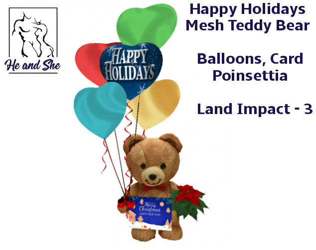 Happy Holiday Bear with Balloons Poinsettia & Card Promo Merry Christmas Happy New Year Promotional Sale Price Gift 50L