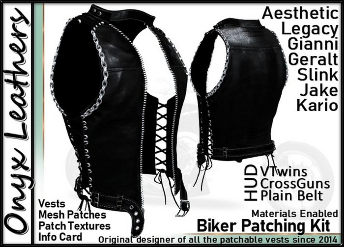 ONYX - PATCHABLE LACES VESTS ALL SIZES